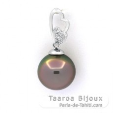 Colgante de Plata y 1 Perla de Tahiti Semi-Redonda C 11.5 mm