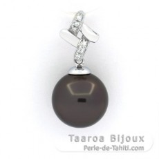 Colgante de Plata y 1 Perla de Tahiti Redonda C 11.8 mm
