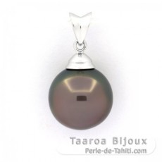 Colgante de Plata y 1 Perla de Tahiti Semi-Redonda C 11.7 mm