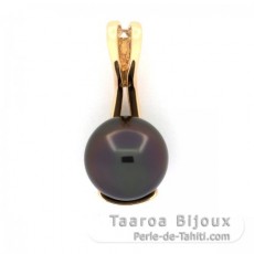 Colgante de Oro 18Kl y 1 Perla de Tahiti Redonda B 10 mm