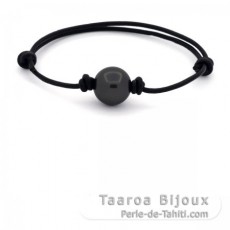 Pulsera de Cuero y 1 Perla de Tahiti Redonda C 12.5 mm