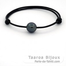 Pulsera de Cuero y 1 Perla de Tahiti Semi-Barroca B 10.7 mm