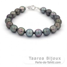 Pulsera con 18 perlas Tahitianas Semi-Barrocas de B 8 a 9 mm y Plata sterling