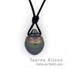 Collar de Cuero y 1 Perla de Tahiti Anillada B 10.9 mm