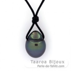 Collar de Cuero de Canguro y 1 Perla de Tahiti Semi-Barroca B/C 11.6 mm