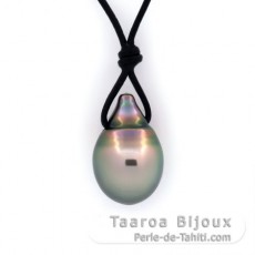 Collar de Cuero de Canguro y 1 Perla de Tahiti Semi-Barroca B 11.6 mm