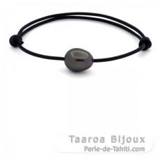 Pulsera de Cuero y 1 Perla de Tahiti Semi-Barroca B 11.3 mm