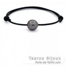 Pulsera de Cuero y 1 Perla de Tahiti Semi-Barroca C 12.3 mm