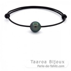 Pulsera de Cuero y 1 Perla de Tahiti Semi-Barroca B 11.5 mm