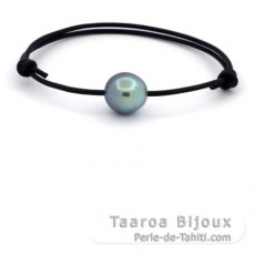 Pulsera de Cuero y 1 Perla de Tahiti Semi-Barroca C 12.6 mm