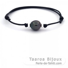 Pulsera de Algodn Encerado y 1 Perla de Tahiti Semi-Barroca B 11.5 mm