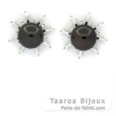 Aretes de Plata y 2 Perlas de Tahiti Redondas C 8.9 mm