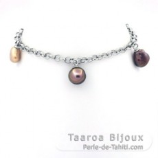 Pulsera de Plata y 5 Keishis de Tahiti de 5 a 8 mm