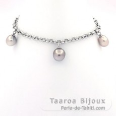 Pulsera de Plata y 5 Keishis de Tahiti de 6 a 7.8 mm