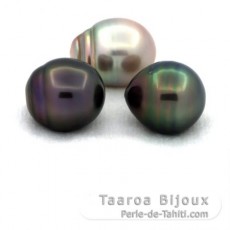 Lote de 3 Perlas de Tahiti Anilladas C de 12.6 a 12.8 mm