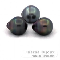 Lote de 3 Perlas de Tahiti Anilladas C de 12 a 12.4 mm