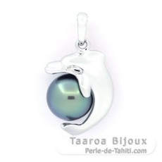 Colgante de Plata y 1 Perla de Tahiti Semi-Redonda C 9.4 mm