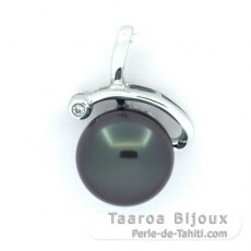 Colgante de Plata y 1 Perla de Tahiti Semi-Barroca B 10 mm