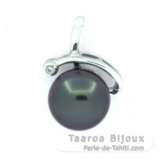 Colgante de Plata y 1 Perla de Tahiti Semi-Barroca B 10 mm