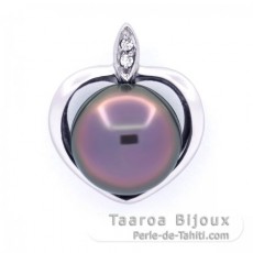 Colgante de Plata y 1 Perla de Tahiti Semi-Barroca B/C 12 mm