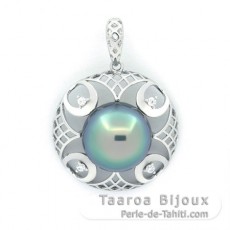 Colgante de Plata y 1 Perla de Tahiti Semi-Barroca C 11.8 mm