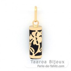 Colgante de Oro 18K y gata Negra  - 12 mm - Hibiscus