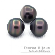 Lote de 3 Perlas de Tahiti Anilladas D de 12.9 a 13.2 mm