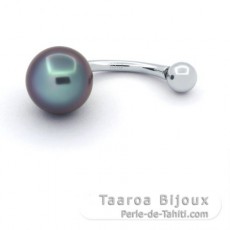 Piercing de Plata y 1 Perla de Tahiti Semi-Barroca B 8.9 mm