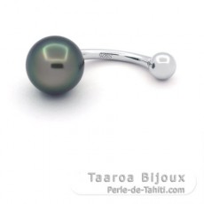 Piercing de Plata y 1 Perla de Tahiti Semi-Barroca C 8.6 mm