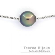 Collar de Plata y 1 Perla de Tahiti Semi-Barroca B 12.4 mm