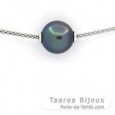 Collar de Plata y 1 Perla de Tahiti Semi-Barroca B 12.7 mm