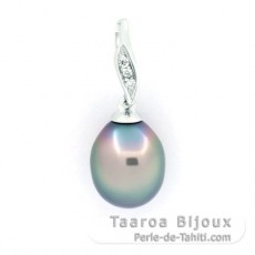 Colgante de Plata y 1 Perla de Tahiti Semi-Barroca B 8.8 mm