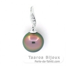 Colgante de Plata y 1 Perla de Tahiti Semi-Barroca B 9.9 mm