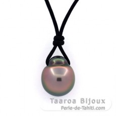 Collar de Cuero y 1 Perla de Tahiti Semi-Barroca B 11.6 mm