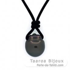 Collar de Cuero y 1 Perla de Tahiti Semi-Barroca C 13.8 mm