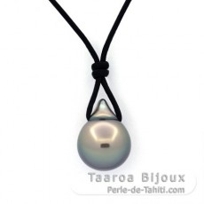 Collar de Cuero y 1 Perla de Tahiti Semi-Barroca A 11 mm