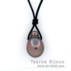 Collar de Cuero y 1 Perla de Tahiti Semi-Barroca B 11.1 mm
