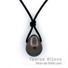 Collar de Cuero y 1 Perla de Tahiti Semi-Barroca B/C 10.6 mm