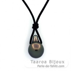 Collar de Cuero y 1 Perla de Tahiti Semi-Barroca B 10 mm