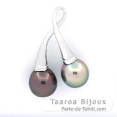 Colgante de Plata y 2 Perlas de Tahiti Semi-Barrocas C 9.9 mm