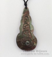 Pendiente en nacarado y 1 Perla de Tahiti Ronda C 7.7 mm