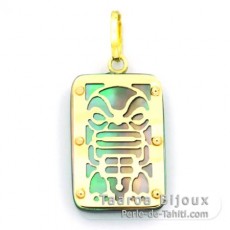 Colgante de Oro 18 Kl y Nacarado de Tahiti - Dimensiones = 18 X 12 mm - Mana