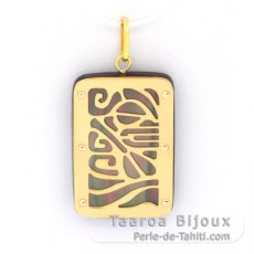 Colgante de Oro 18Kl y Nacarado de Tahiti - Dimensiones = 24 X 16 mm - Piroguier